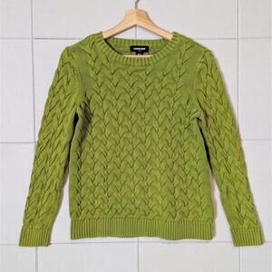 Lands' End 100% cotton braided cable knit sweater